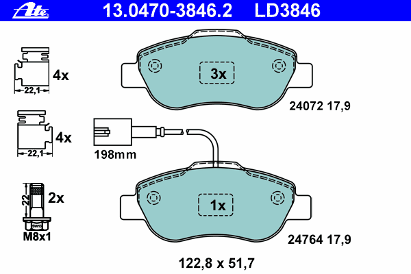 Тормозные колодки ATE 13.0470-3846.2 ATE Ceramic