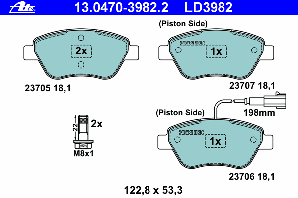 Тормозные колодки ATE 13.0470-3982.2 ATE Ceramic