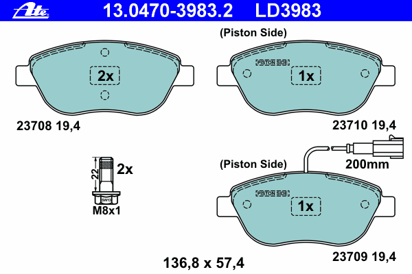 Тормозные колодки ATE 13.0470-3983.2 ATE Ceramic