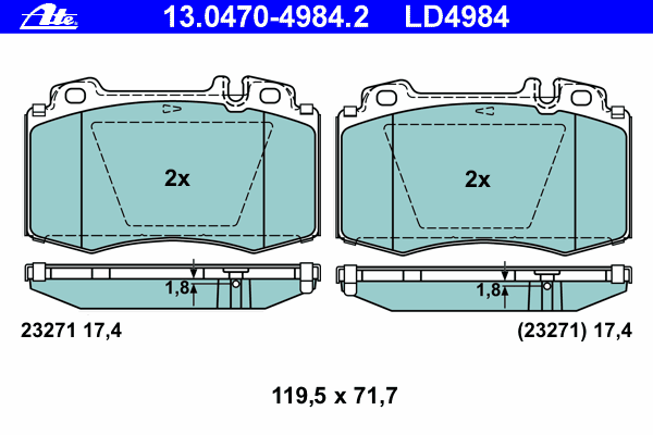 Тормозные колодки ATE 13.0470-4984.2 ATE Ceramic