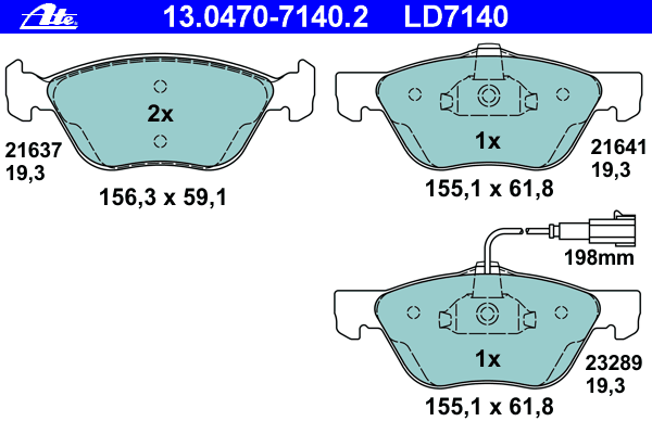 Тормозные колодки ATE 13.0470-7140.2 ATE Ceramic