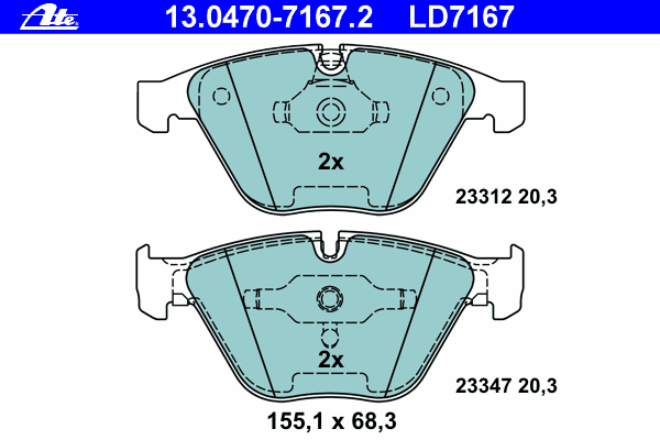 Тормозные колодки ATE 13.0470-7167.2 ATE Ceramic