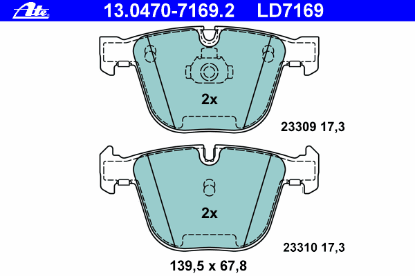 Тормозные колодки ATE 13.0470-7169.2 ATE Ceramic