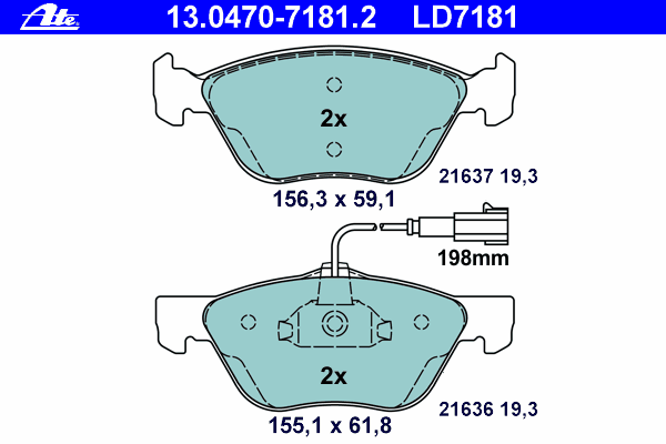 Тормозные колодки ATE 13.0470-7181.2 ATE Ceramic