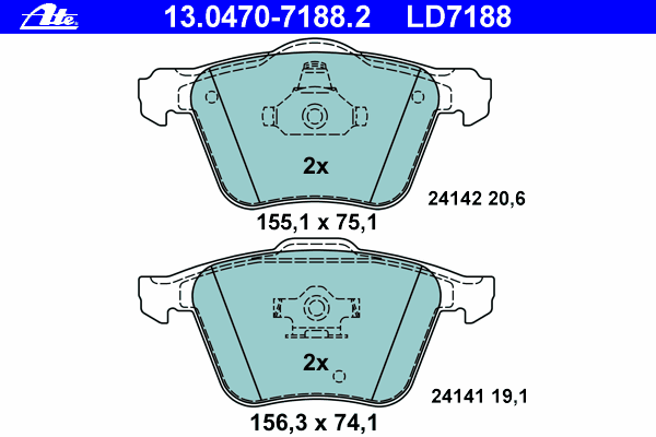Тормозные колодки ATE 13.0470-7188.2 ATE Ceramic