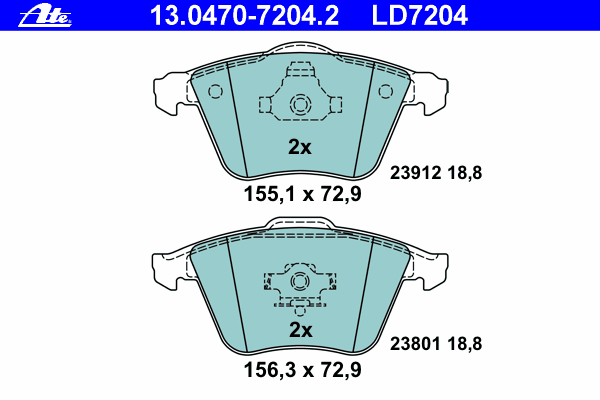 Тормозные колодки ATE 13.0470-7204.2 ATE Ceramic