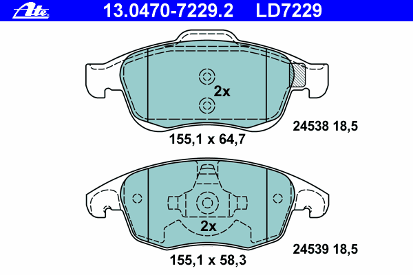 Тормозные колодки ATE 13.0470-7229.2 ATE Ceramic