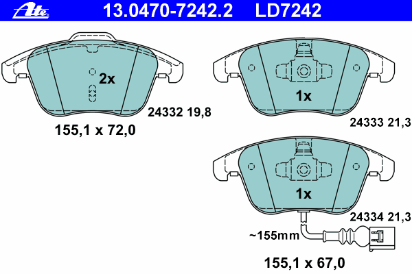 Тормозные колодки ATE 13.0470-7242.2 ATE Ceramic