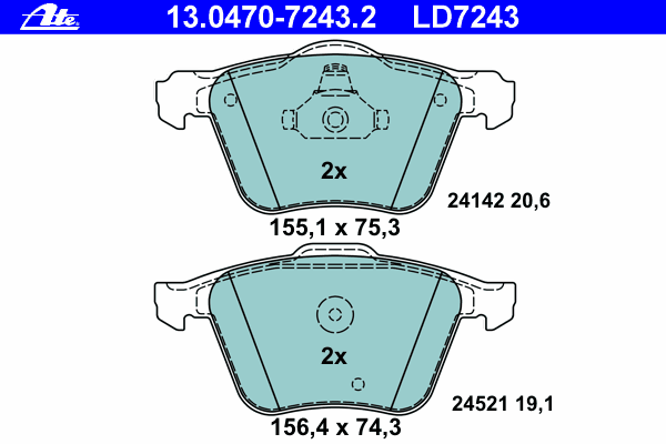 Тормозные колодки ATE 13.0470-7243.2 ATE Ceramic