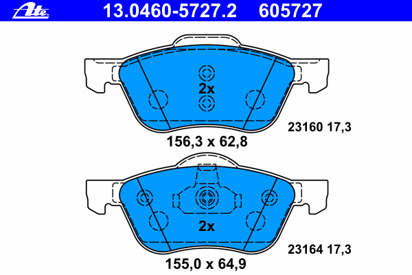 Тормозные колодки ATE 13.0460-5727.2