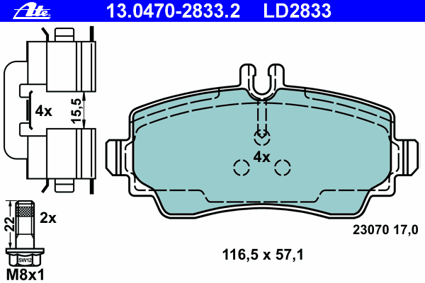 Тормозные колодки ATE 13.0470-2833.2 ATE Ceramic