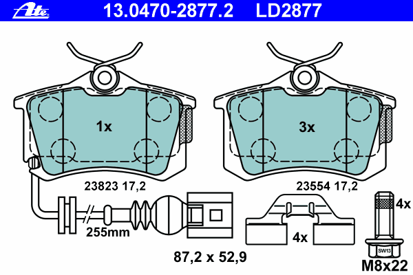 Тормозные колодки ATE 13.0470-2877.2 ATE Ceramic