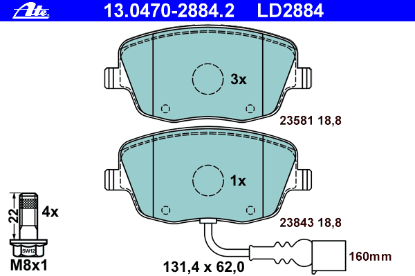 Тормозные колодки ATE 13.0470-2884.2 ATE Ceramic
