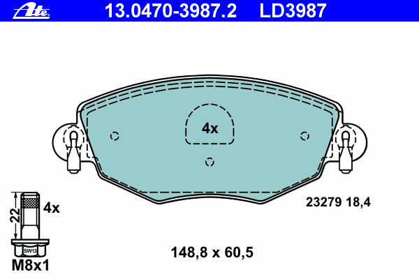 Тормозные колодки ATE 13.0470-3987.2 ATE Ceramic