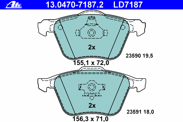 Тормозные колодки ATE 13.0470-7187.2 ATE Ceramic