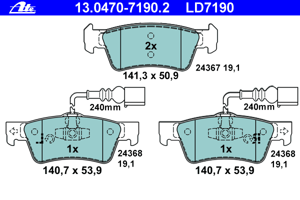 Тормозные колодки ATE 13.0470-7190.2 ATE Ceramic