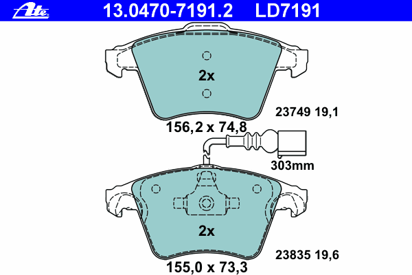 Тормозные колодки ATE 13.0470-7191.2 ATE Ceramic
