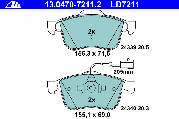 Тормозные колодки ATE 13.0470-7211.2 ATE Ceramic