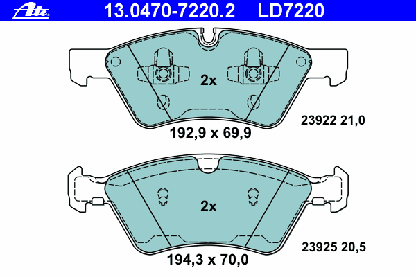 Тормозные колодки ATE 13.0470-7220.2 ATE Ceramic