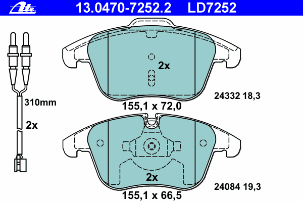 Тормозные колодки ATE 13.0470-7252.2 ATE Ceramic