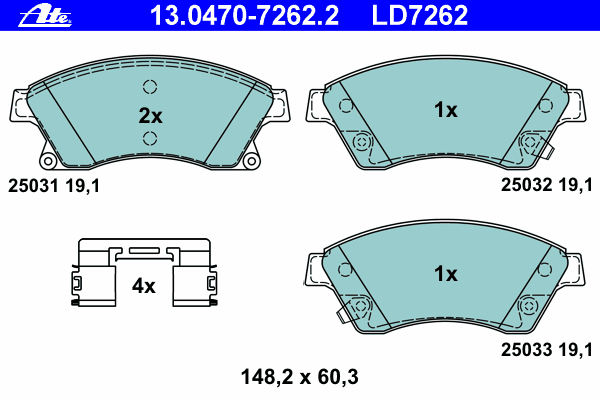 Тормозные колодки ATE 13.0470-7262.2 ATE Ceramic