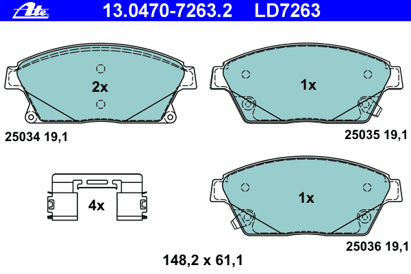 Тормозные колодки ATE 13.0470-7263.2 ATE Ceramic