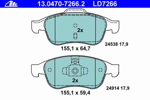 Тормозные колодки ATE 13.0470-7266.2 ATE Ceramic
