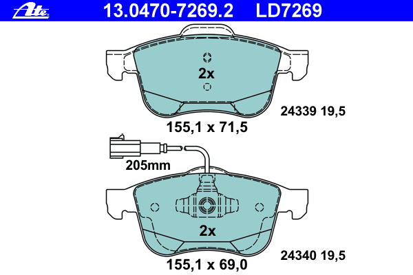 Тормозные колодки ATE 13.0470-7269.2 ATE Ceramic