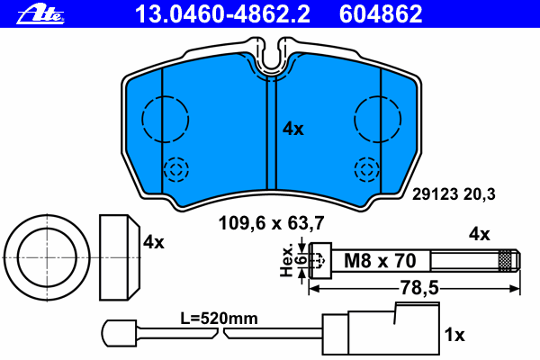 Тормозные колодки ATE 13.0460-4862.2