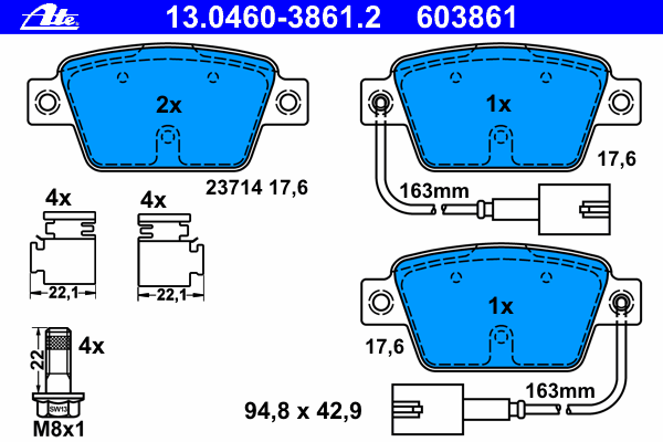 Тормозные колодки ATE 13.0460-3861.2