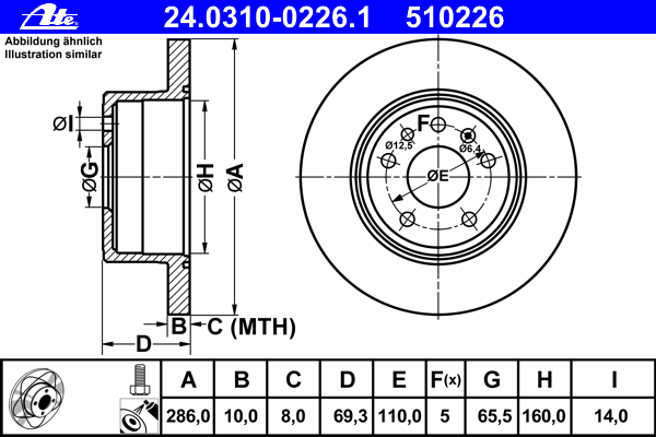 Тормозной диск ATE 24.0310-0226.1 Power Disc
