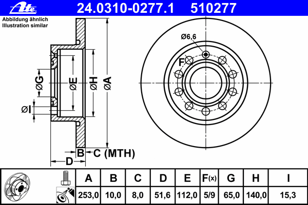 Тормозной диск ATE 24.0310-0277.1 Power Disc