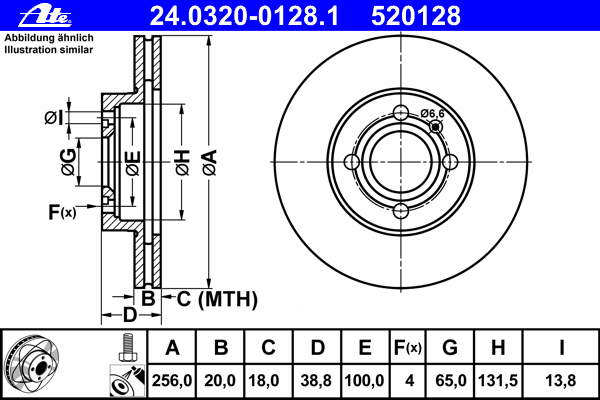 Тормозной диск ATE 24.0320-0128.1 Power Disc