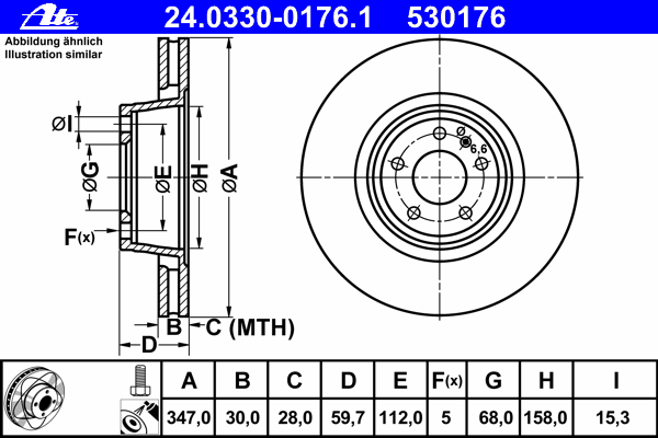Тормозной диск ATE 24.0330-0176.1 Power Disc