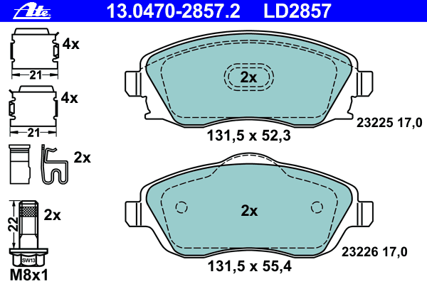 Тормозные колодки ATE 13.0470-2857.2 ATE Ceramic