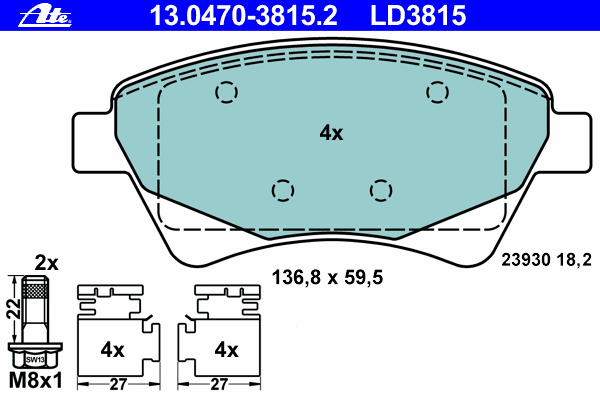 Тормозные колодки ATE 13.0470-3815.2 ATE Ceramic