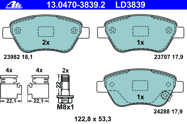 Тормозные колодки ATE 13.0470-3839.2 ATE Ceramic