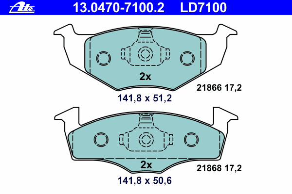 Тормозные колодки ATE 13.0470-7100.2 ATE Ceramic