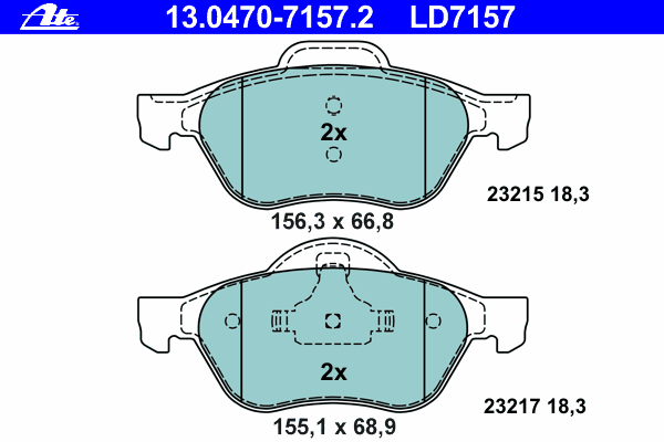 Тормозные колодки ATE 13.0470-7157.2 ATE Ceramic