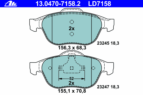 Тормозные колодки ATE 13.0470-7158.2 ATE Ceramic