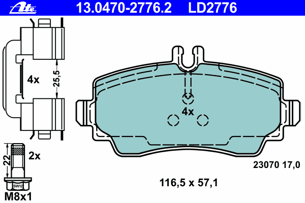 Тормозные колодки ATE 13.0470-2776.2 ATE Ceramic