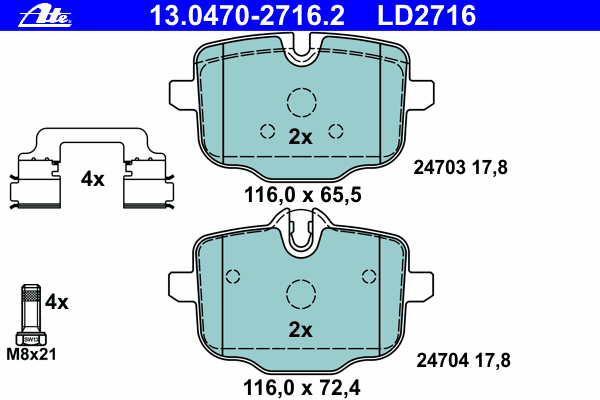 Тормозные колодки ATE 13.0470-2716.2 ATE Ceramic