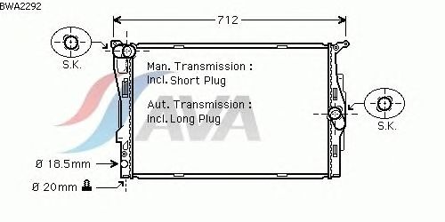 Радиатор, охлаждение двигателя AVA QUALITY COOLING BWA2292