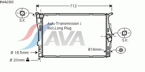 Радиатор, охлаждение двигателя AVA QUALITY COOLING BWA2303