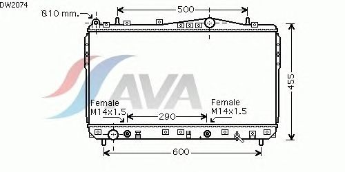 Радиатор, охлаждение двигателя AVA QUALITY COOLING DW2074