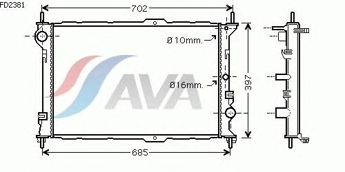 Радіатор, охолодження двигуна AVA QUALITY COOLING FD2381