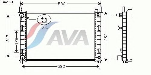Радиатор, охлаждение двигателя AVA QUALITY COOLING FDA2324