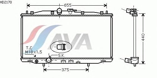Радиатор, охлаждение двигателя AVA QUALITY COOLING HD2170