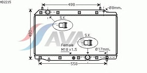 Радиатор, охлаждение двигателя AVA QUALITY COOLING HD2215