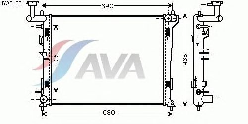 Радиатор, охлаждение двигателя AVA QUALITY COOLING HYA2180